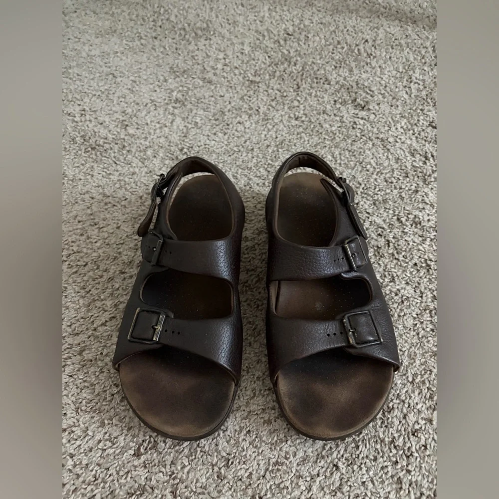 SAS Men's Dark Brown Double-Strap Buckle Sandals